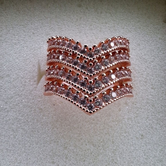 Callura Rose Goldtone Four-Layer Pave Ring with Swarovski Crystals - Picture 5 of 11